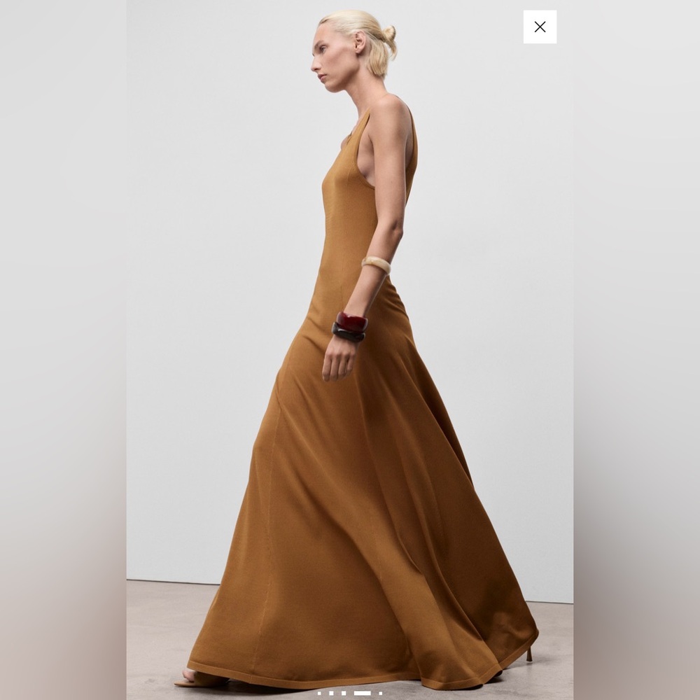 Mango Women's Knit Long Dress Color Brown Size S NWT